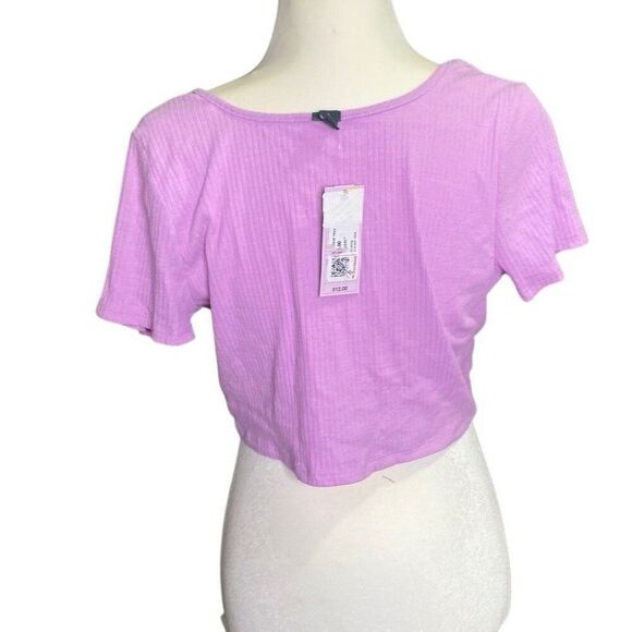 NWT Wild Fable Womens  Lilac Cropped Tie-Front Ribbed Cardigan Size Large - Picture 3 of 4